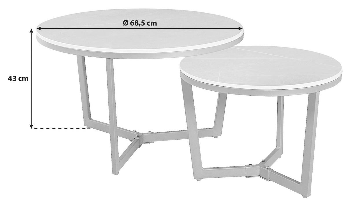 Couchtisch Ivan - Dunkelgrau/Schwarz, KONVENTIONELL, Stein/Metall (68,5/68,5/43cm) - MID.YOU