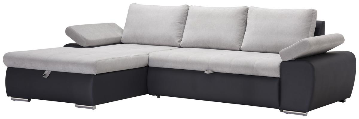 Sarokgarnitúra Joy I - világosszürke/barna, Design, textil (175/85/271cm)