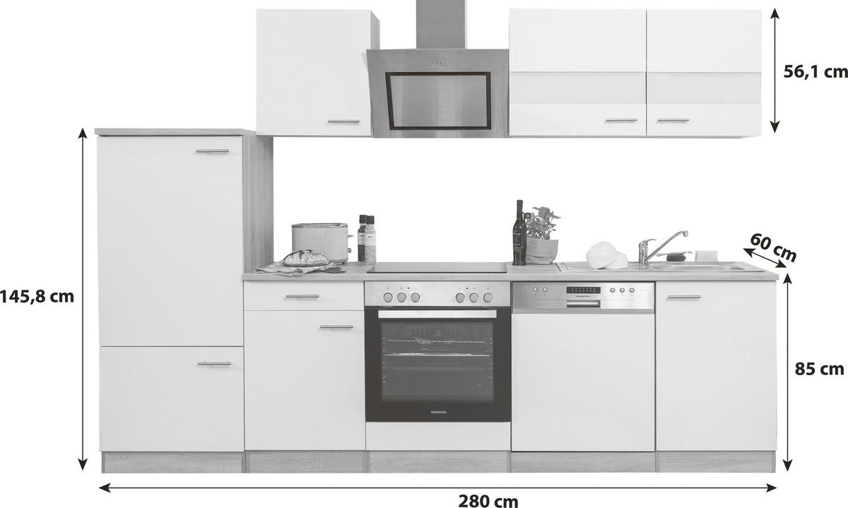Küchenblock Merle Küchenblock 280 Cm - Eichefarben/Grau, Basics, Holzwerkstoff (280cm) - Respekta