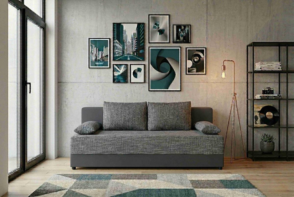 Schlafsofa Lucy Grau B: 200 Cm - Schwarz/Grau, Design, Holzwerkstoff/Textil (200/90/103cm) - P & B