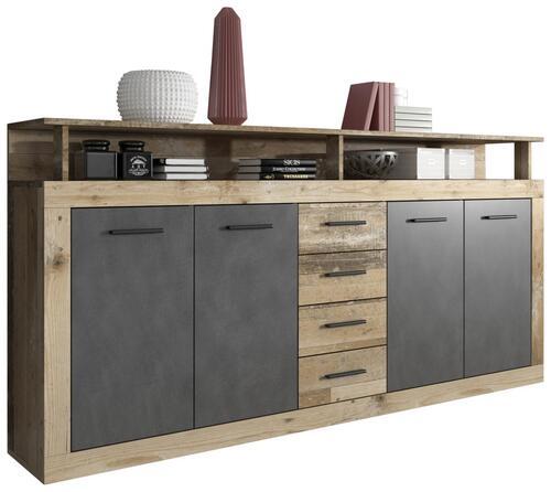 Sideboard B 190cm Luna, Eiche/anthrazit - Eichefarben/Anthrazit, Basics (190/95/32cm) - MID.YOU
