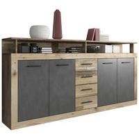 Široká komoda Luna dekor dub svetlý/antracit - farba duba/antracitová, Basics (190/95/32cm) - MID.YOU