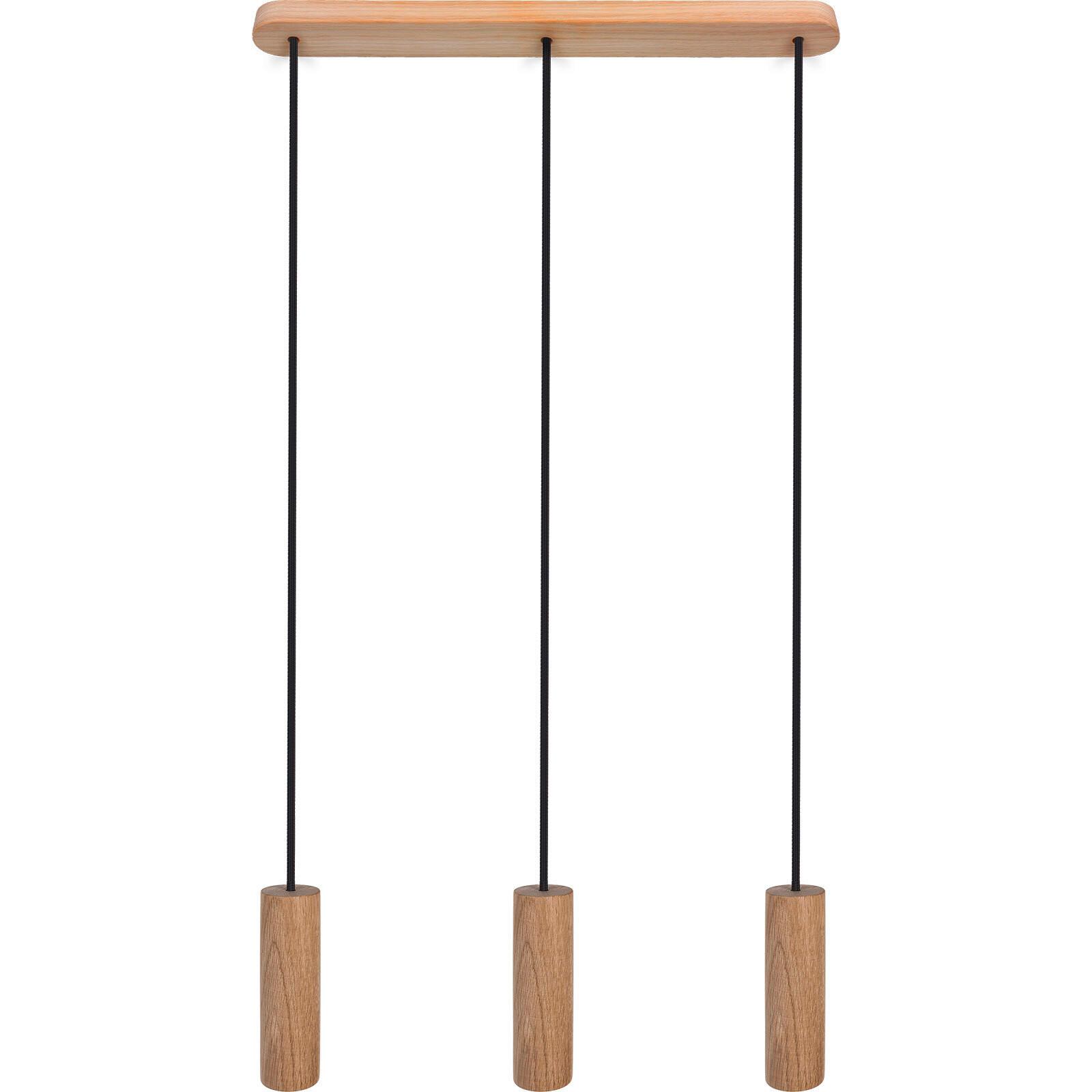 Hängeleuchte 8520344 madera 3/Eiche/Schwarz - Schwarz/Naturfarben, Natur, Holz (52/90-140cm)