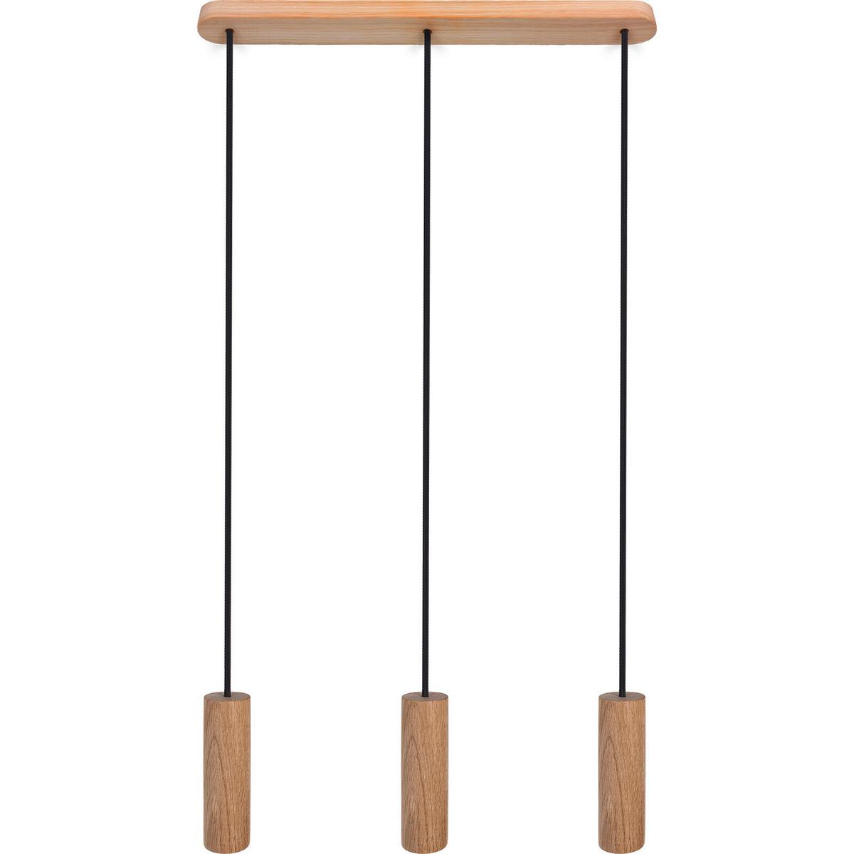Hängeleuchte 8520344 madera 3/Eiche/Schwarz - Schwarz/Naturfarben, Natur, Holz (52/90-140cm)