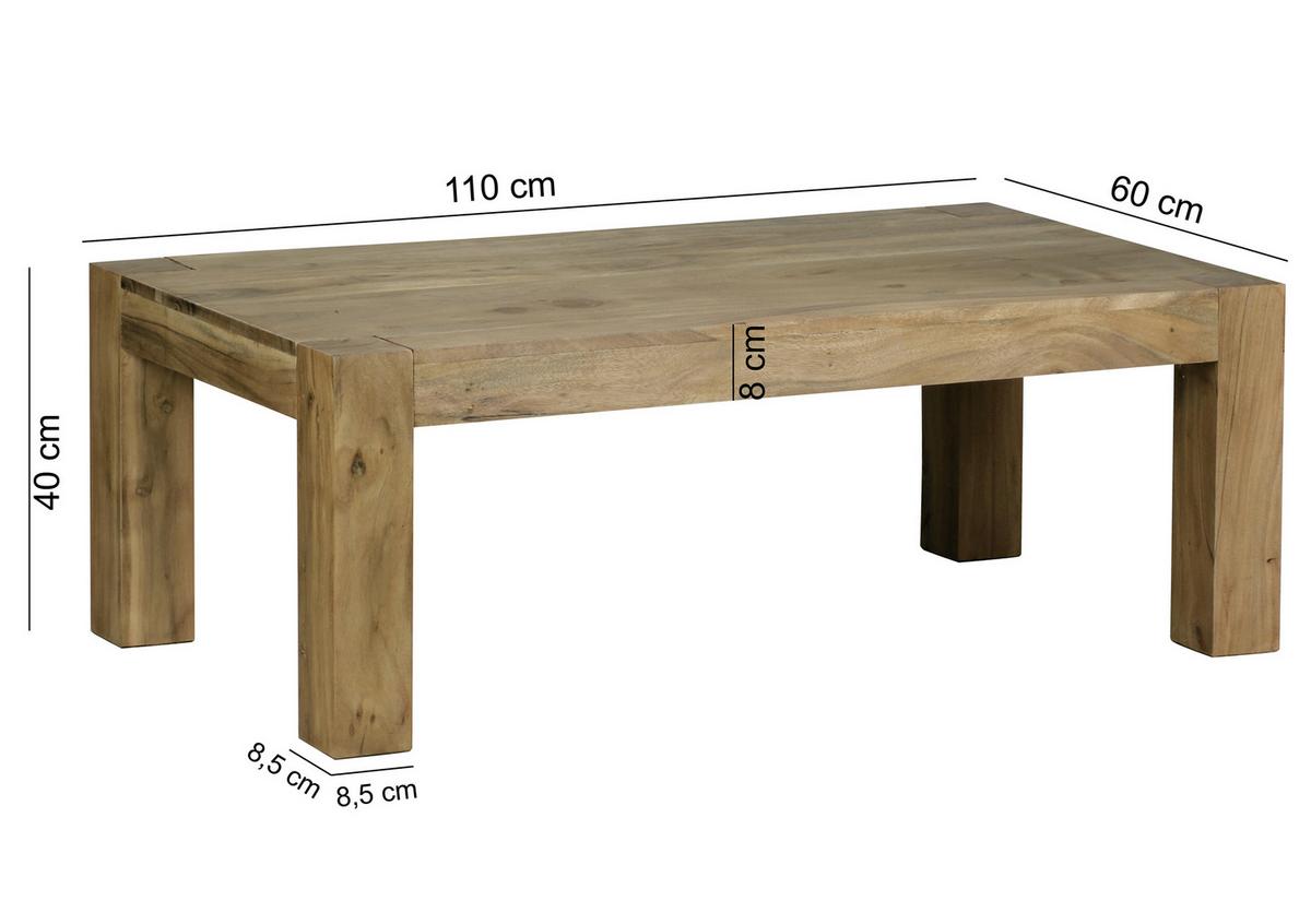 Konferenčný stolík Mumbai masív - farba akácie, Design, drevo (110/60/40cm) - MID.YOU