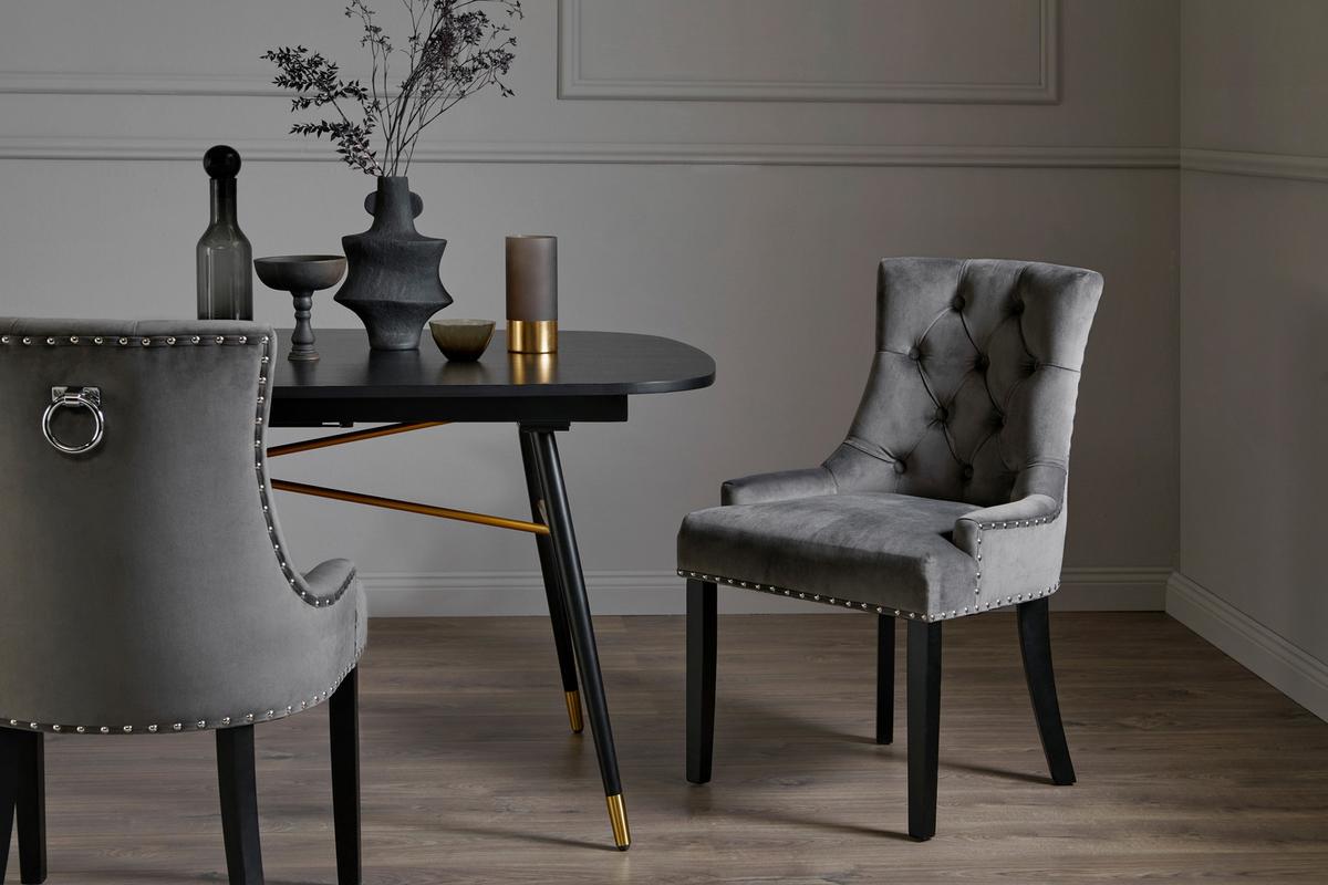 Stuhl Savik Devon Anthrazit/schwarz B: 56 Cm - Anthrazit/Schwarz, MODERN, Holz/Textil (56/62,5/91cm) - Livetastic