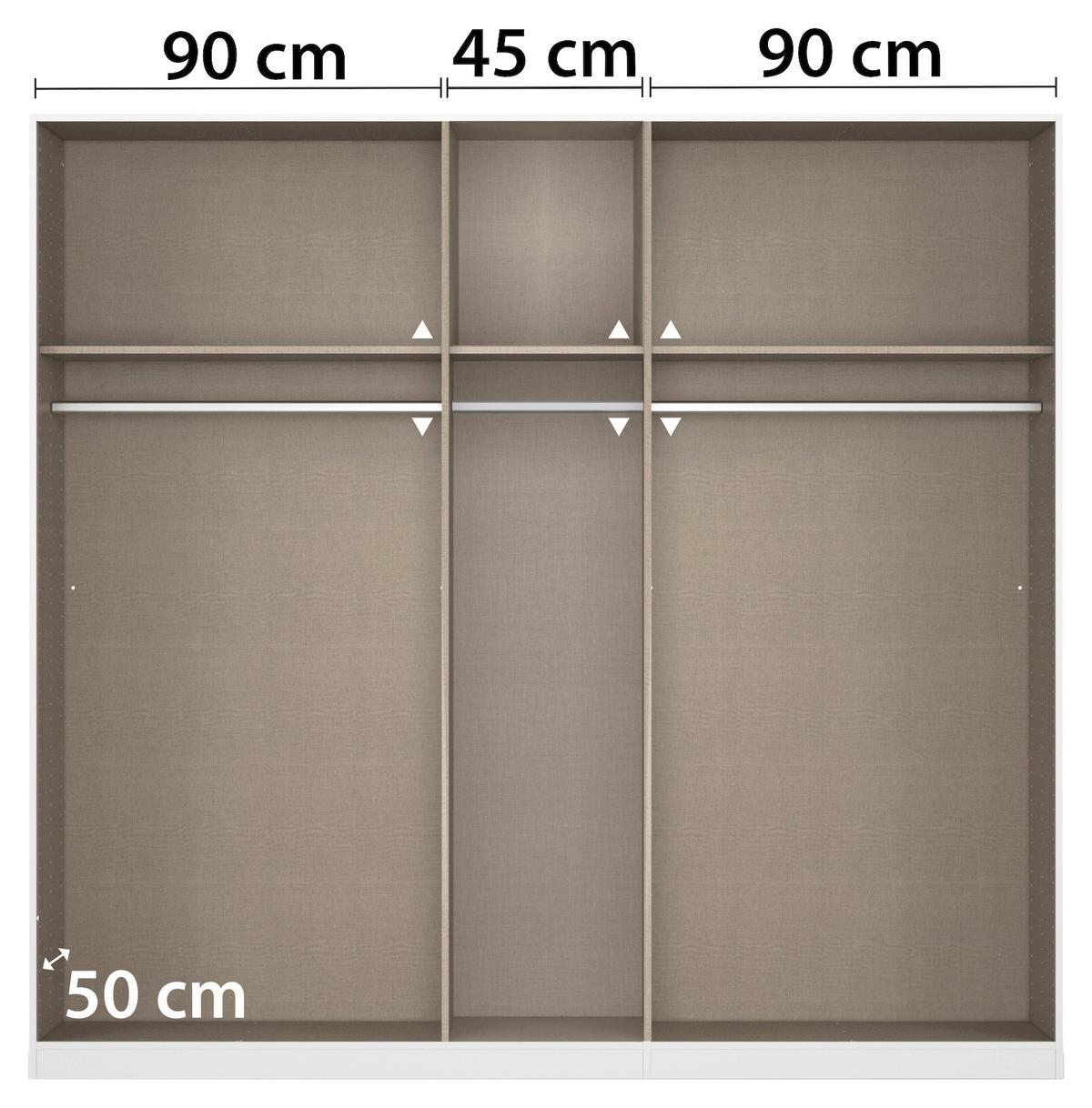 Kleiderschrank Safari mit Spiegel B: 226 cm - Champagner/Eiche Artisan, KONVENTIONELL, Holzwerkstoff (226/210/54cm)