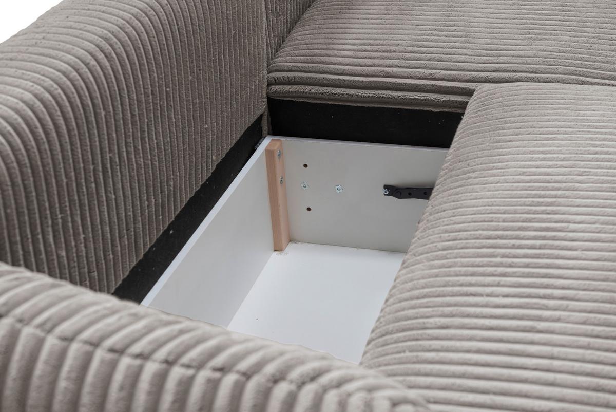 Ecksofa Lush, Taupe Schenkel: 284x161 cm - Taupe/Silberfarben, Design, Textil (284/161cm) - Livetastic