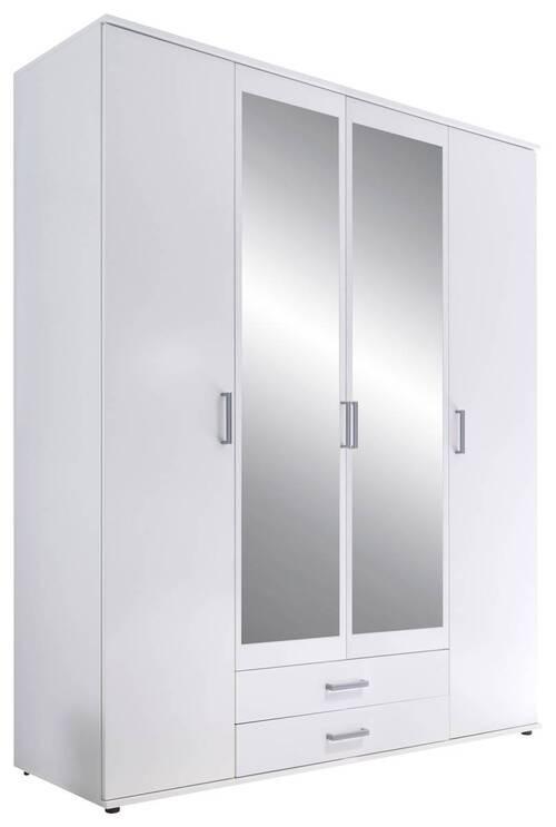 Drehtürenschrank Mit Spiegel + Laden 159,2 Cm Karl, Weiß - Weiß, Design, Glas/Holzwerkstoff (159,2/196/53,5cm) - P & B
