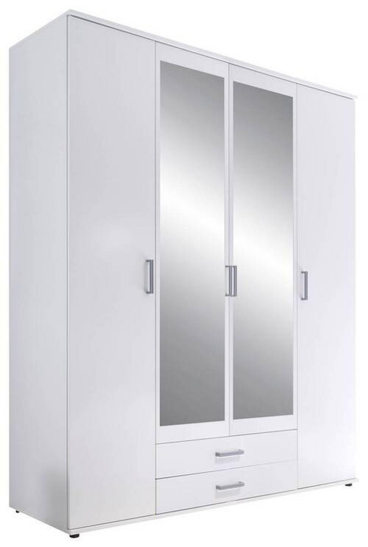 Drehtürenschrank Mit Spiegel + Laden 159,2 cm Karl, Weiß - Weiß, Design, Glas/Holzwerkstoff (159,2/196/53,5cm) - P & B