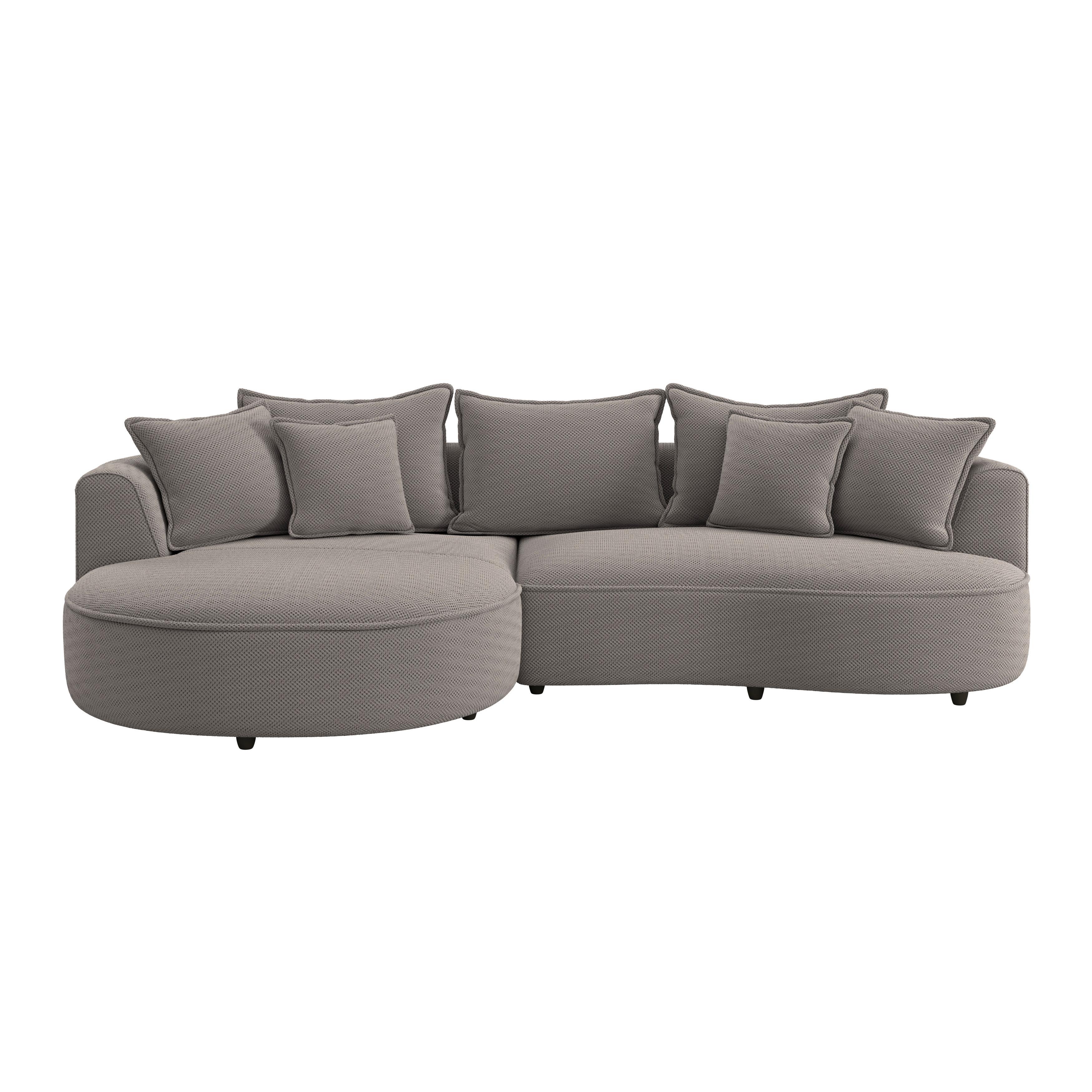 Rohová sedačka LEVI, ľavá, cappuccino, so 7 vankúšmi - čierna/cappuccino, Modern, textil/plast (168/287cm)
