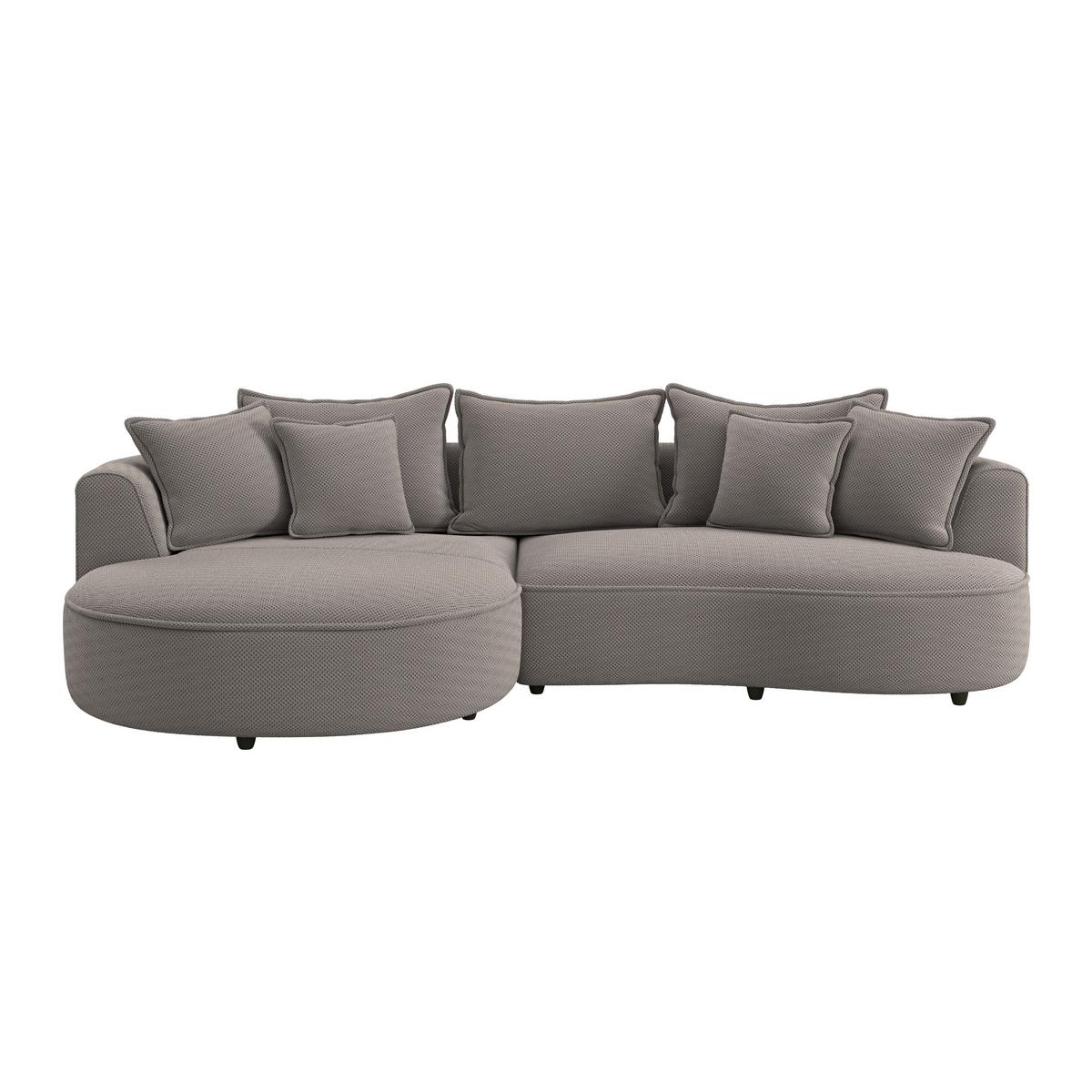 Rohová sedačka LEVI, ľavá, cappuccino, so 7 vankúšmi - čierna/cappuccino, Modern, textil/plast (168/287cm)