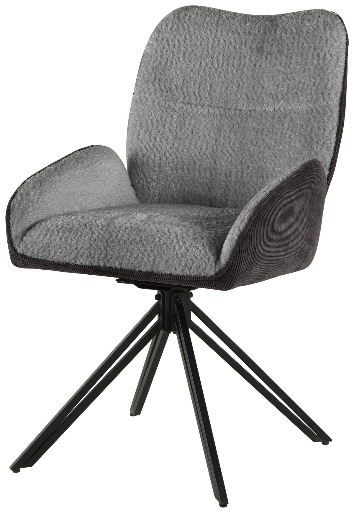 Armlehnstuhl Alessio - Schwarz/Grau, LIFESTYLE, Holz/Textil (54/87/62cm) - MID.YOU