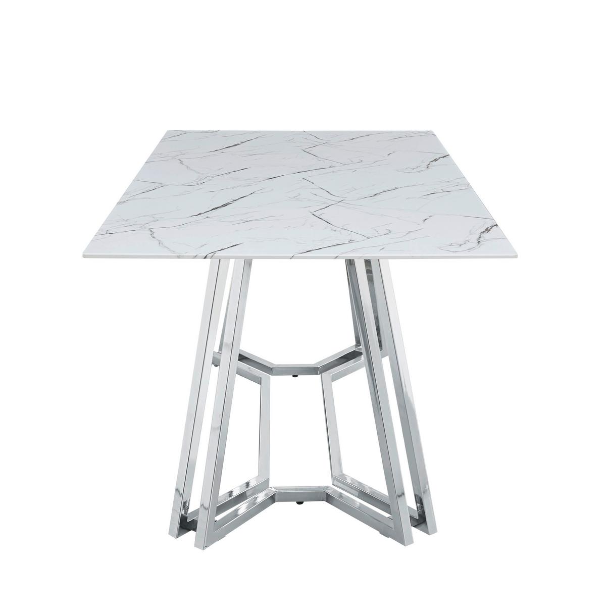 Esstisch Weiß/chromfarben B: 160 Cm - Chromfarben/Weiß, MODERN, Glas/Metall (160/90/76cm) - Livetastic