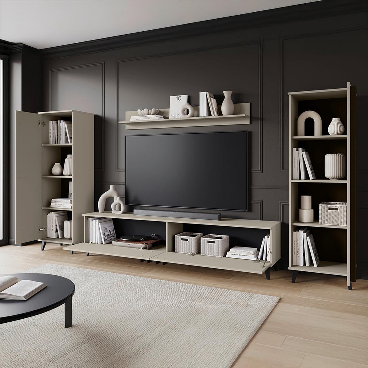 OBÝVACÍ STĚNA HELSINKI 01 - černá/béžová, Trend, kompozitní dřevo/plast (270/140/33cm)