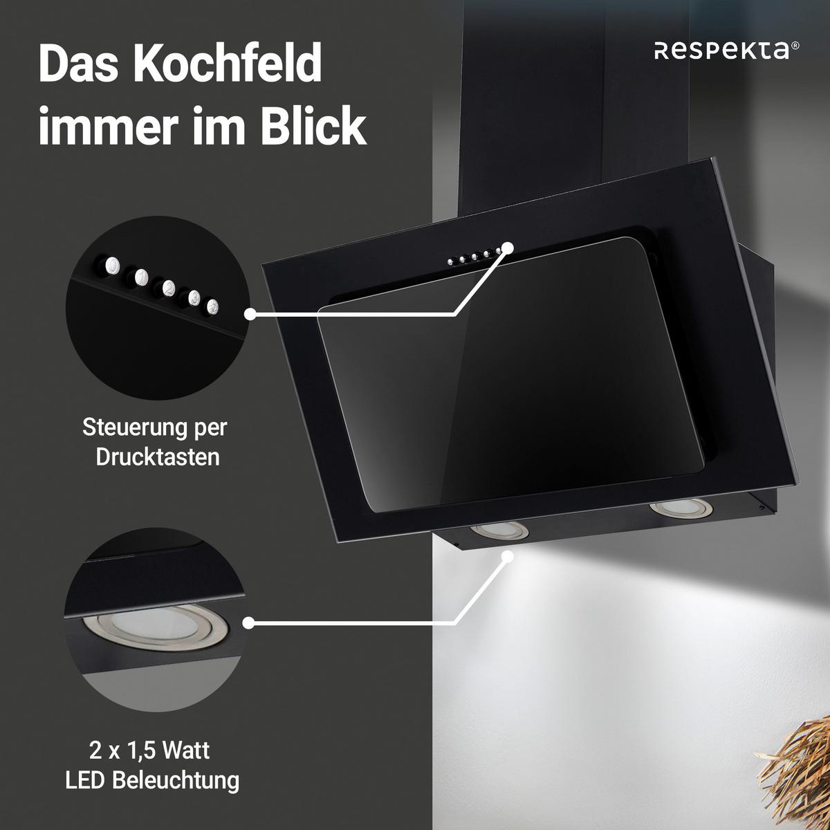 Kopffreihaube Respekta Kala Metall/Glas Schwarz B: 59,5 cm - Schwarz, Trend, Glas/Metall (59,5/68,1-101,1/29cm) - Respekta