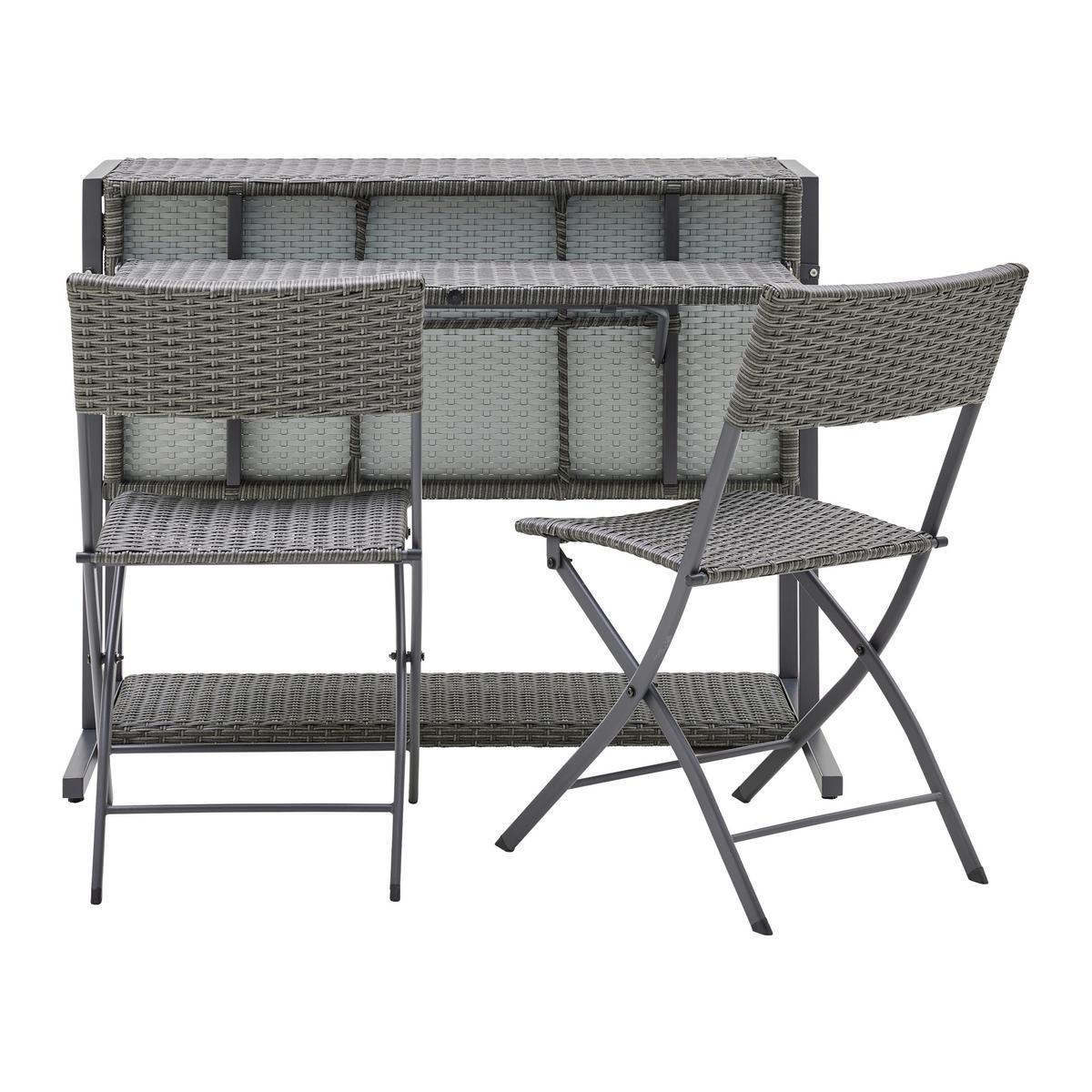 Sada na balkon MARIO šedá/tm.šedá - šedá/světle šedá, Moderní, kov/textil (110/86,5/80cm) - Bessagi Garden