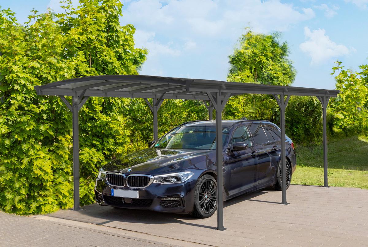 Carport Carport Rundbogen 17 M² - Anthrazit, Basics, Kunststoff/Metall (300/220/576cm)