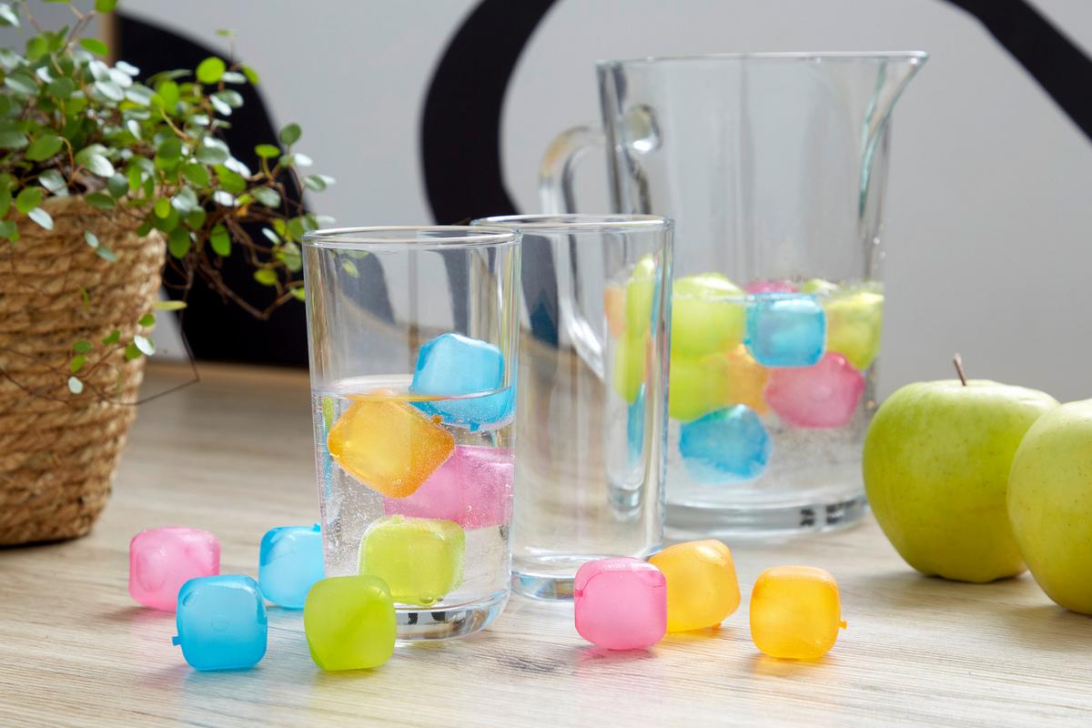 Mehrweg-eiswürfel Finja 20 Stk. Bunt - Blau/Pink, MODERN, Kunststoff - Luca Bessoni