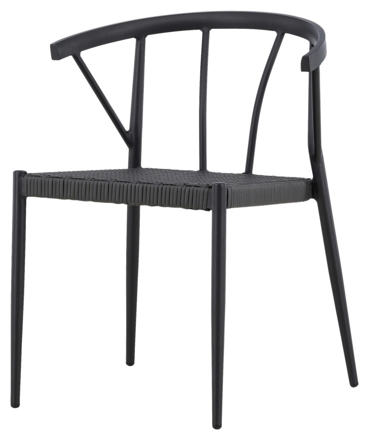 Gartensessel-Set 6-Tlg. Stina Metall/Kunststoff - Schwarz, KONVENTIONELL, Kunststoff/Metall (47/79,5/49cm) - Gardenson