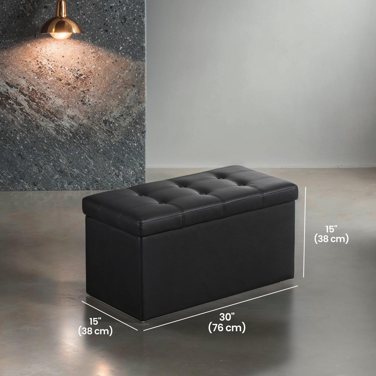 Sitzbox Schwarz B: 76 Cm - Schwarz, Basics, Leder/Holzwerkstoff (76/38/38cm)