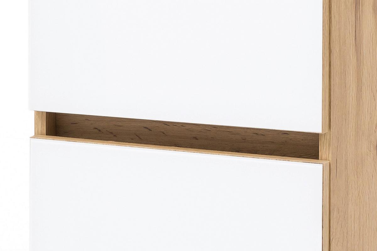 Unterschrank grifflos Helsinki B: 40 cm Weiß/Eiche Dekor - Eichefarben/Silberfarben, KONVENTIONELL, Glas/Holzwerkstoff (40/79/35cm) - Held