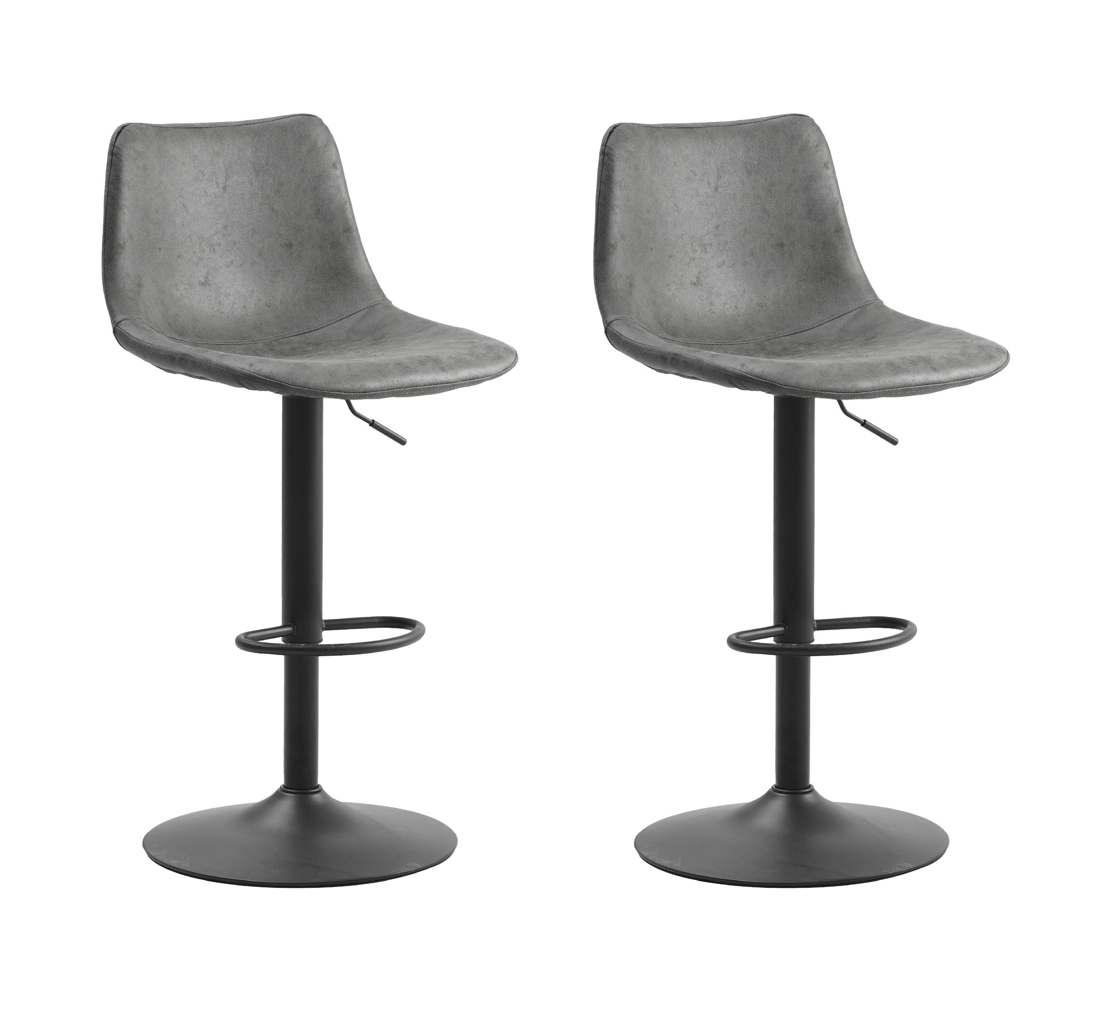 BARHOCKER-SET Glenn Anthrazit B: 45cm - Anthrazit/Schwarz, Basics, Textil/Metall (45/90/52cm) - MID.YOU