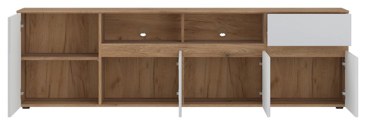 Tv-elem Manilla - világosszürke/tölgyfa, Trend, faalapú anyag (200/59,5/40cm)