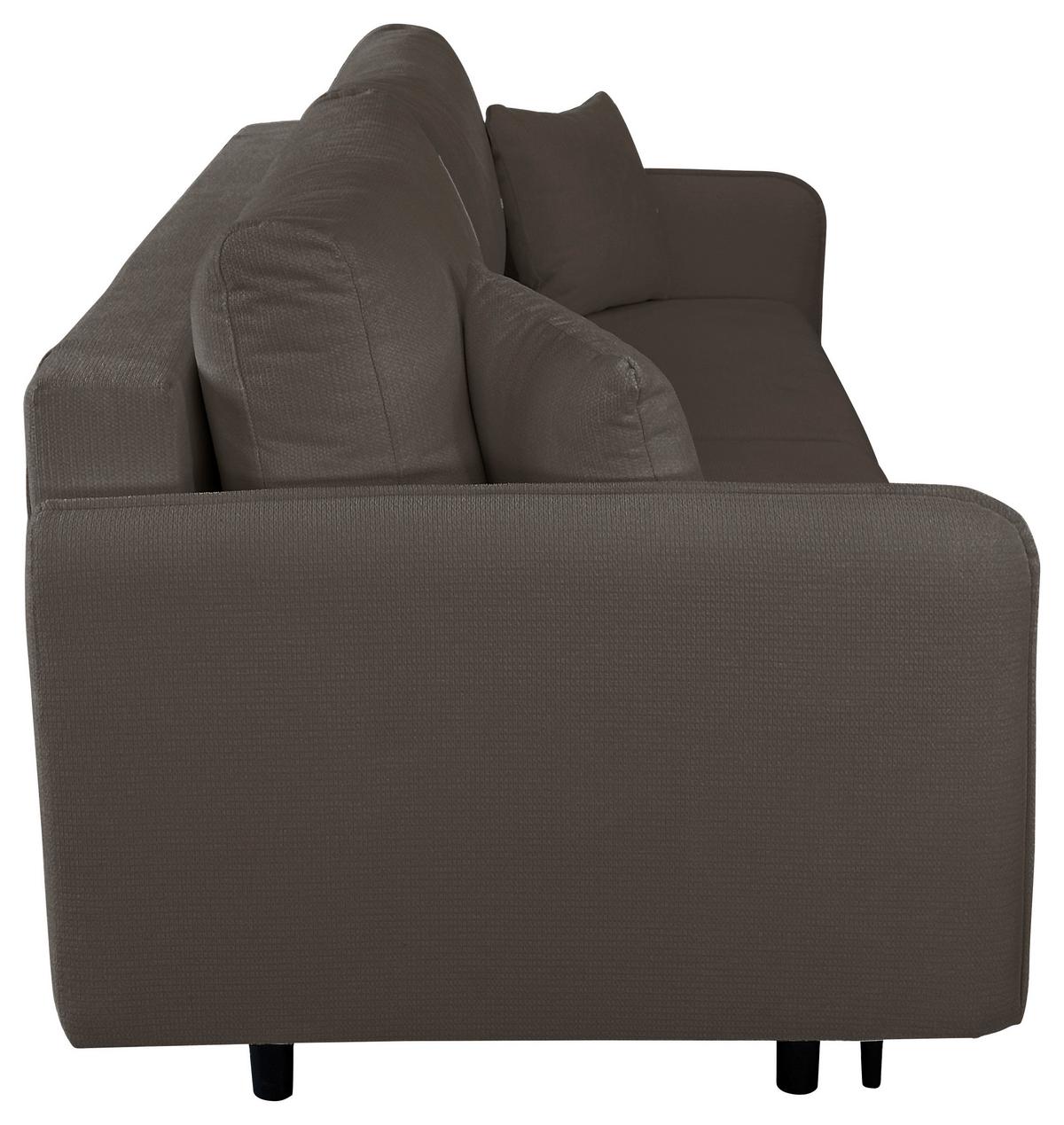 Schlafsofa Carine Mit Bettkasten Graubraun B: 216 Cm - Graubraun/Schwarz, Design, Textil (216/96/102cm) - MID.YOU