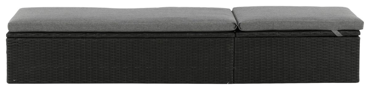 Sonnenliege Quad Kunststoff, Rückenlehne - Schwarz/Grau, KONVENTIONELL, Kunststoff/Textil (60.5/37.5/198cm) - Gardenson
