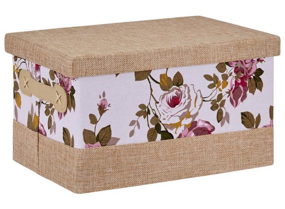 Aufbewahrungsbox Roses - Beige, Karton/Textil (31/20/18cm) Aufbewahrungsbox Roses - Beige, Karton/Textil (31/20/18cm)