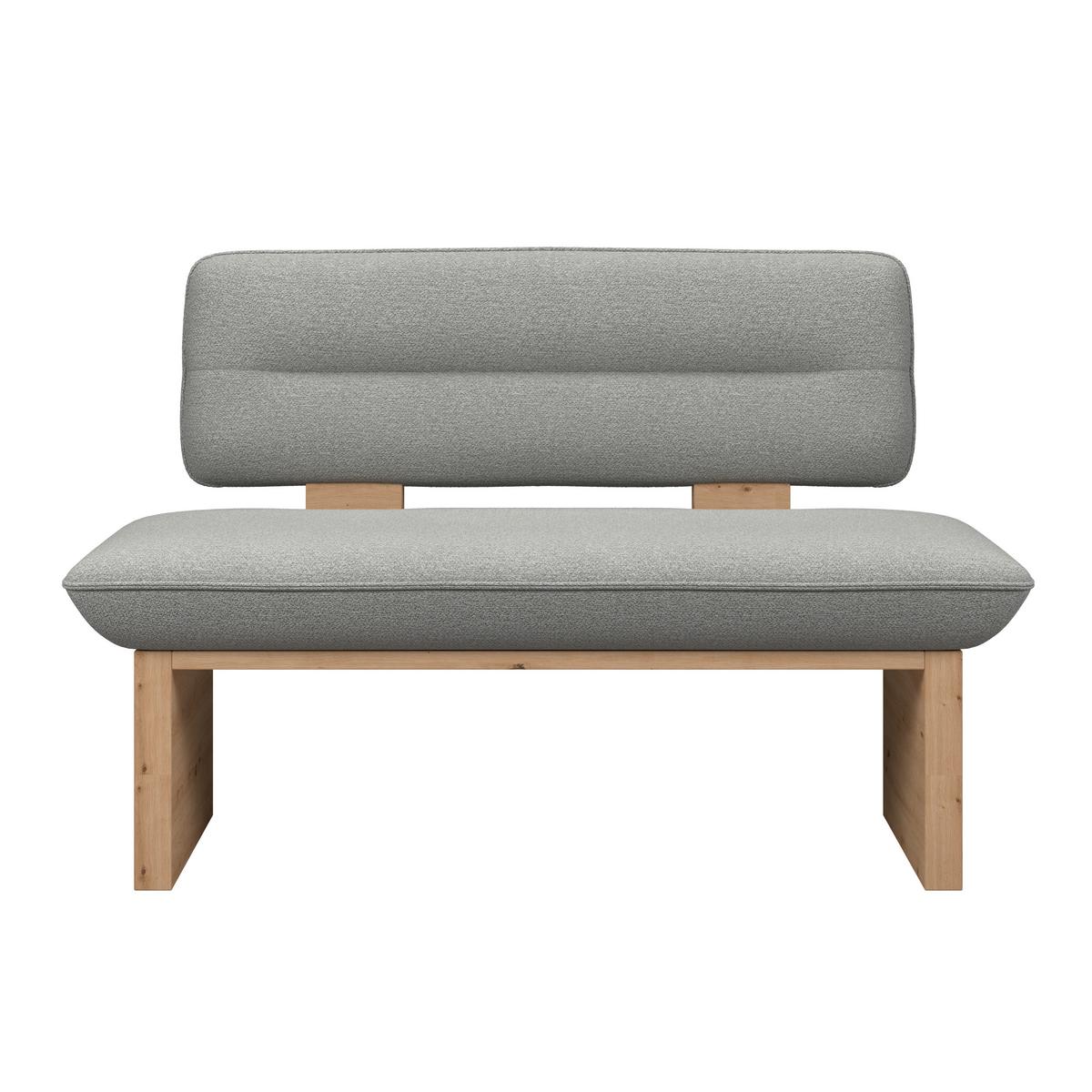 Sitzbank Beluna II Webstoff hellgrau, B: 160cm - Eichefarben/Hellgrau, KONVENTIONELL, Holzwerkstoff/Textil (160/87/67cm) - James Wood