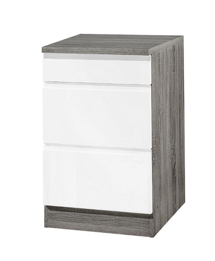 Küchenunterschrank Cardiff 50 cm Weiß/Vintage mit Laden - Weiß Hochglanz/Grau, Basics, Holzwerkstoff (50/85/60cm) - Held
