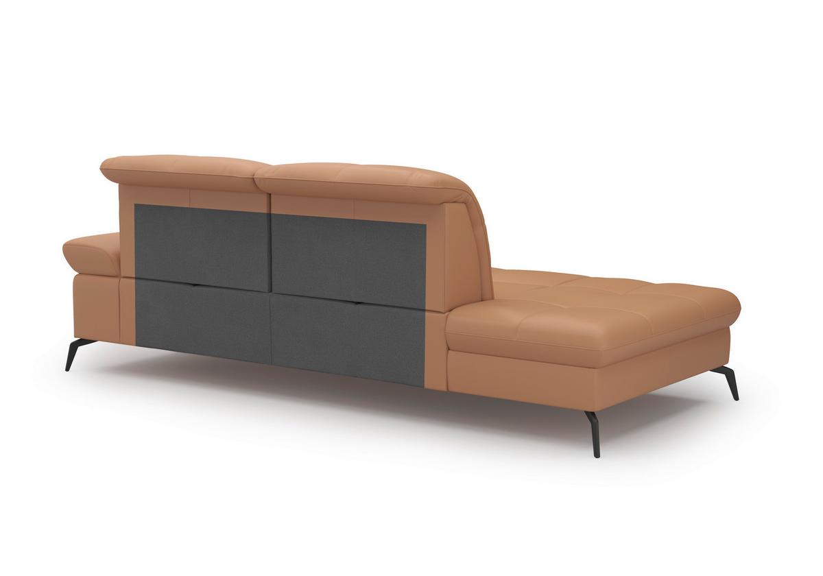 Récamiere Amica E, Cappuccino B: 231 Cm - Schwarz/Cappuccino, KONVENTIONELL, Leder/Textil (231/90/122cm) - Sit & More