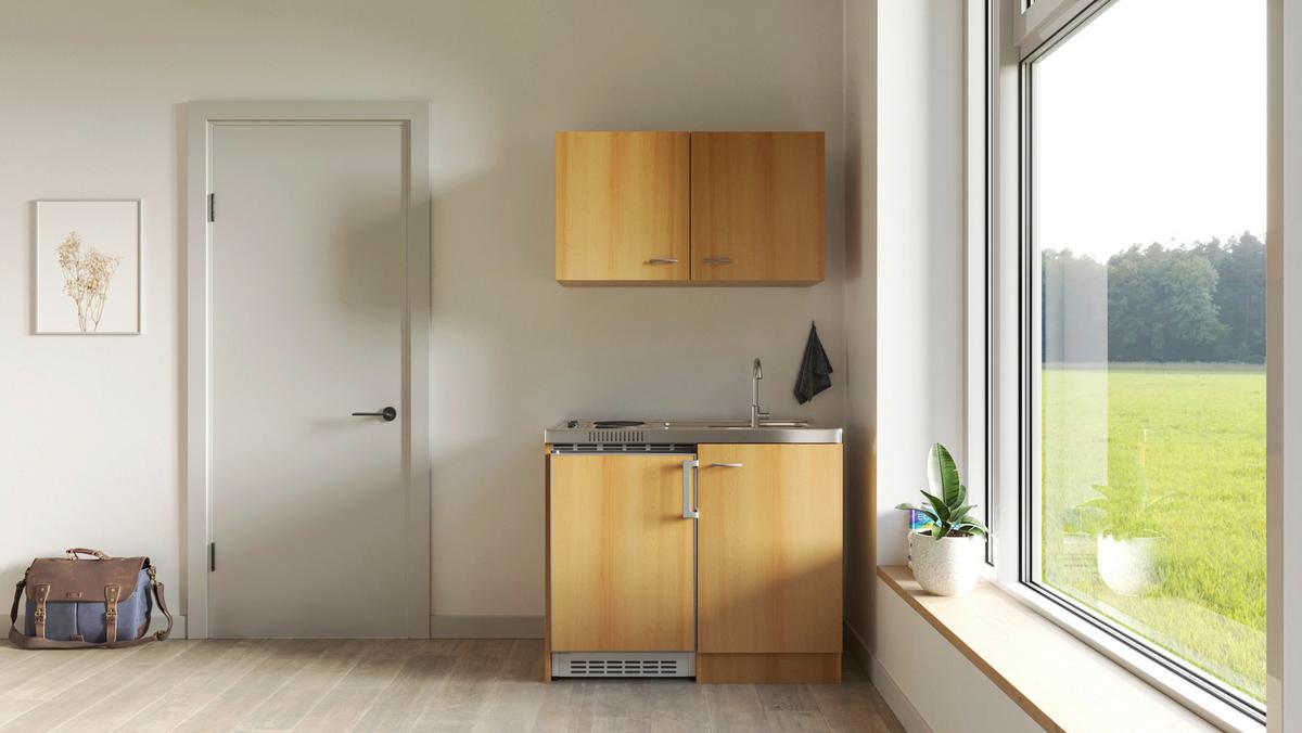 Miniküche Nano Buchefarben B: 100 Cm - Buchefarben, MODERN, Holzwerkstoff (100cm) - FlexWell