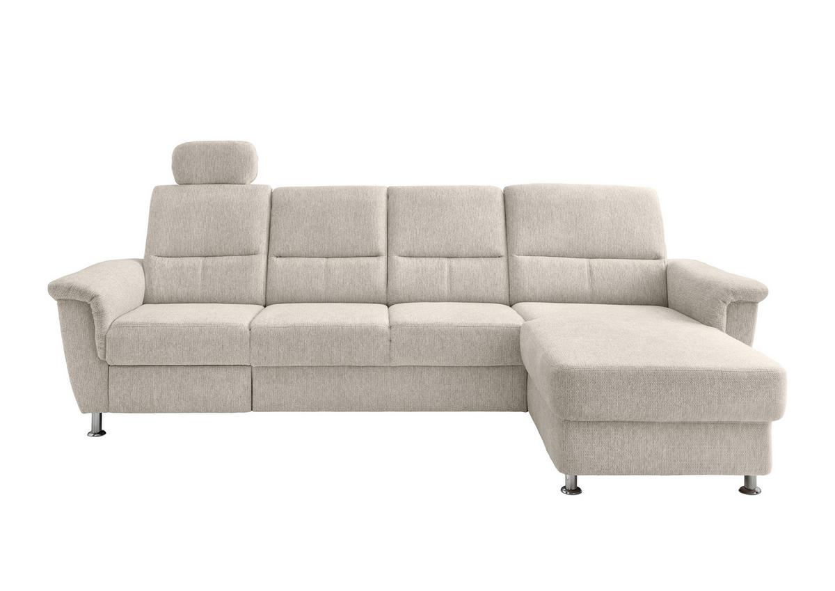 Ecksofa mit Relaxfunktion Parole Beige Chenille - Chromfarben/Beige, KONVENTIONELL, Textil (292/165cm) - Livetastic