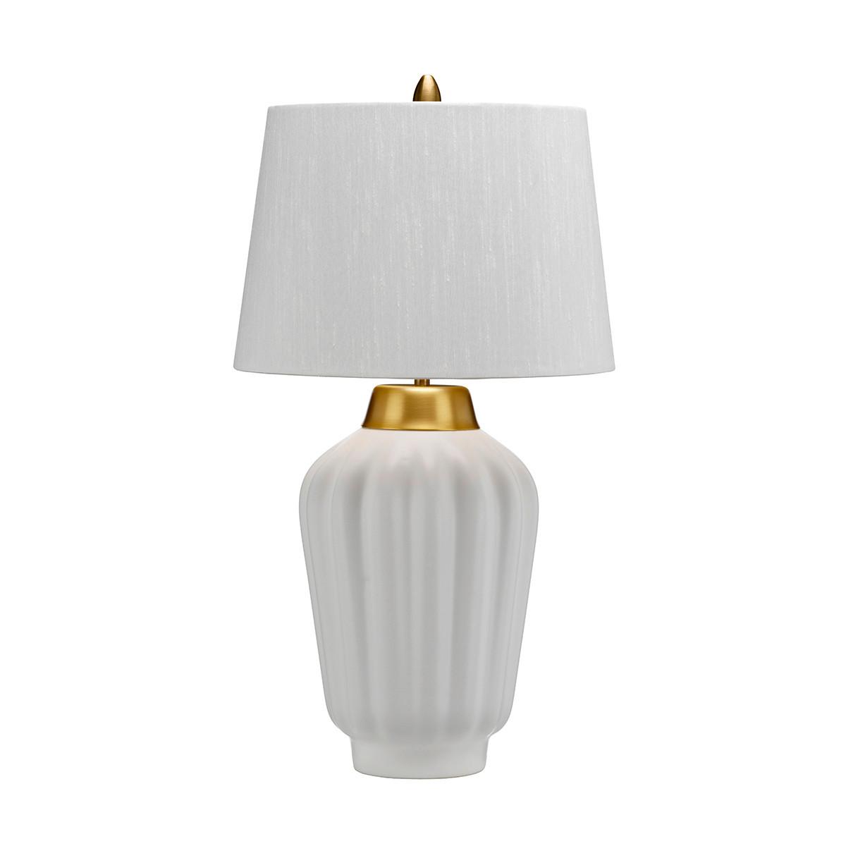 Tischleuchte Qn-Bexley-Tl-Wbb - Messingfarben/Weiß, Design, Keramik/Textil (30/56.2cm) - Elstead Lighting