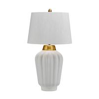 Tischleuchte Qn-Bexley-Tl-Wbb - Messingfarben/Weiß, Design, Keramik/Textil (30/56.2cm) - Elstead Lighting