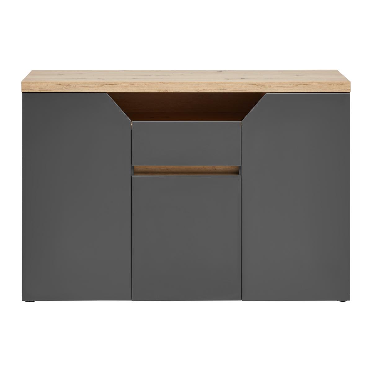 ŠIROKÁ KOMODA PEPE -EXKLUSIV- - černá/barvy grafitu, Moderní, kompozitní dřevo/plast (135/90/40cm) - Mömax