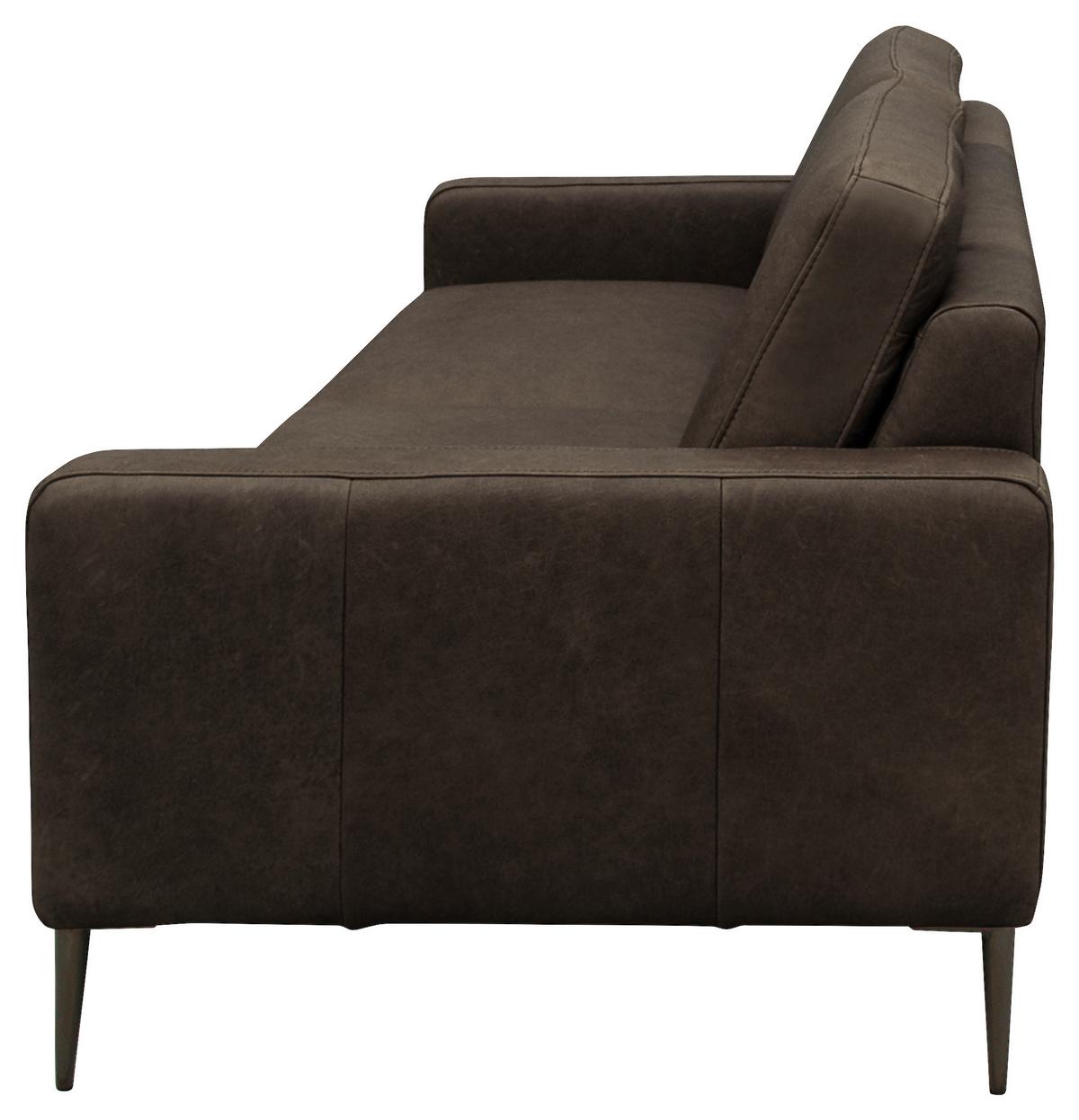 2-Sitzer-Sofa Spring, Fango B: 157 cm - Fango/Schwarzchrom, Design, Leder (157/85/92cm) - Livetastic
