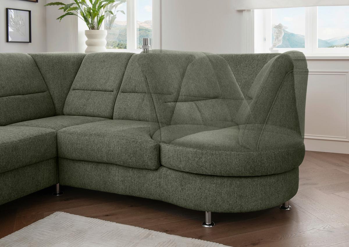 Ecksofa mit Relaxfunktion Parole Dunkelgrün Chenille - Chromfarben/Dunkelgrün, MODERN, Textil (275/236cm) - Livetastic