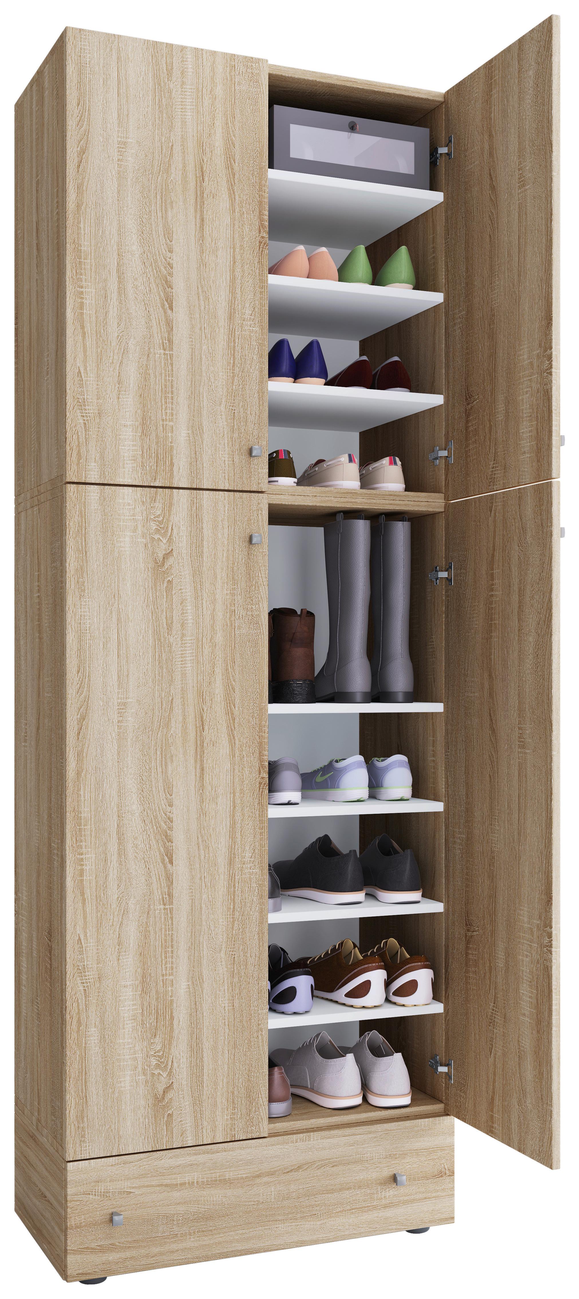 Schuhschrank Lona XXL Sonoma Eiche Dekor B: 70 cm - Schwarz/Sonoma Eiche, MODERN, Holzwerkstoff (70/200/39cm) - MID.YOU