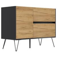 Sideboard Posseik Industrial Graphit/eichefarben B: 99 Cm - Eichefarben/Schwarz, Design, Holzwerkstoff (99/75,8/42cm) - P & B