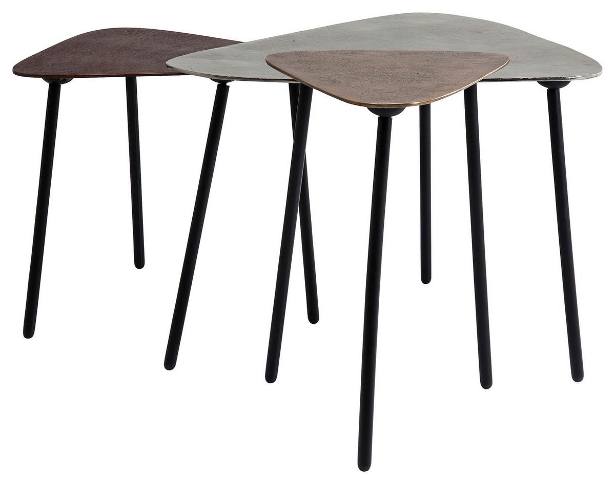 Beistelltischset Loft Triangle Vintage - Silberfarben/Schwarz, Trend, Metall (62/57/50cm) - Kare-Design