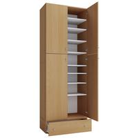 Schuhschrank Lona XXL Buche Dekor B: 70 cm - Buchefarben/Schwarz, MODERN, Holzwerkstoff (70/200/39cm) - MID.YOU