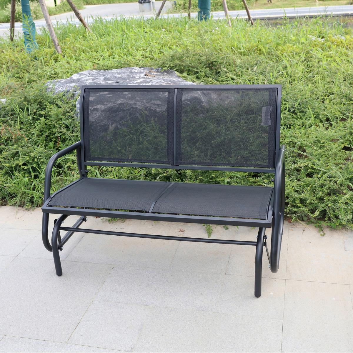 Gartenbank 2-Sitzer 1001327 - Schwarz, Basics, Metall (120/70/83cm)