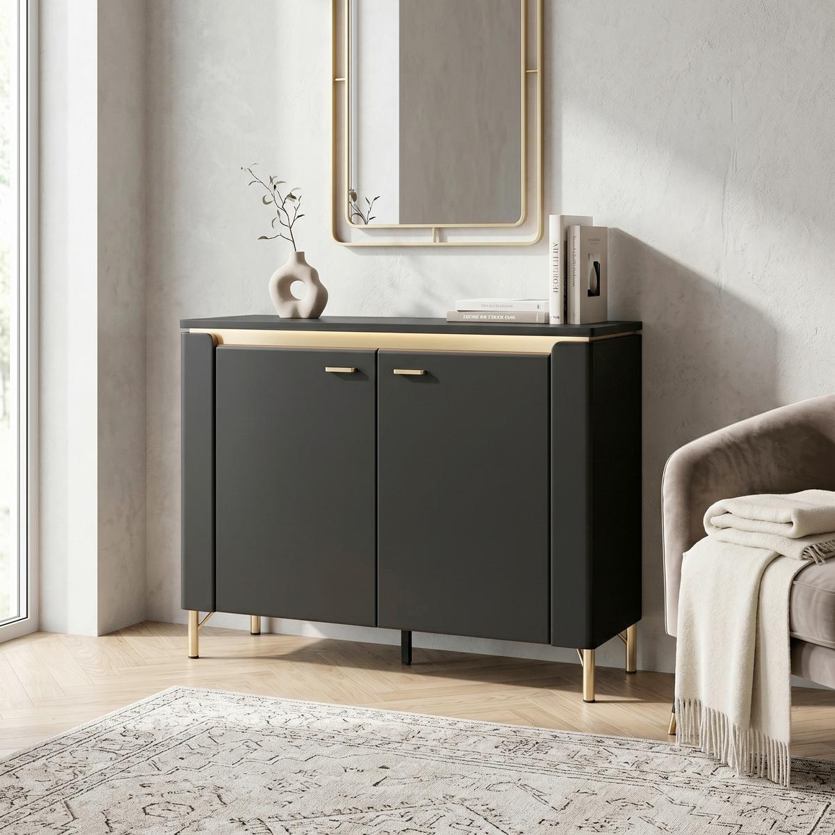 Kommode Norica Goldfarben/Schwarz B: 110,4 cm - Goldfarben/Schwarz, Trend, Holzwerkstoff (110,4/87,3/40cm)