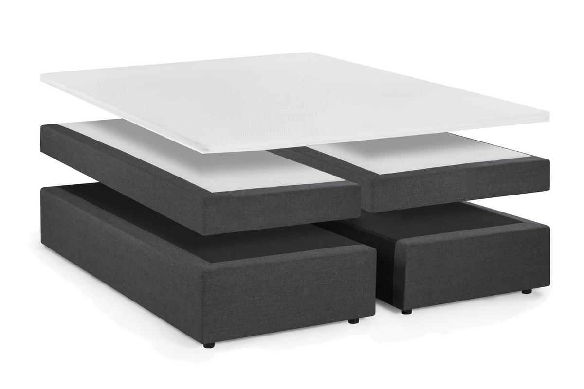BOXSPRINGBETT Weiß/Naturfarben 180x200cm - Dunkelgrau/Schwarz, Basics, Textil (180/200cm) - Livetastic