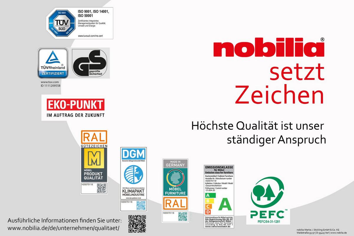 Kuchynská linka 240 cm, kamenná sivá supermatná - čierna/sivá, Modern, kov/kompozitné drevo (240cm) - Nobilia