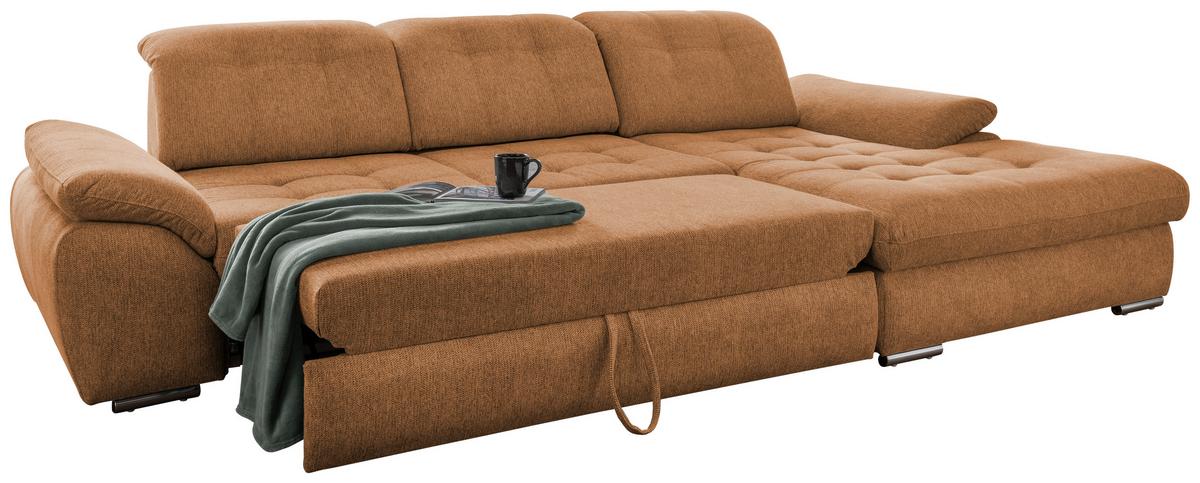 Ecksofa mit Bettkasten Rigatti Currygelb S: 314x184cm - Chromfarben/Currygelb, MODERN, Textil (314/184cm) - Livetastic